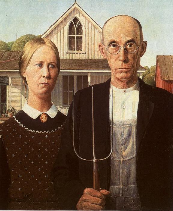 Grant Wood American Gothic France oil painting art